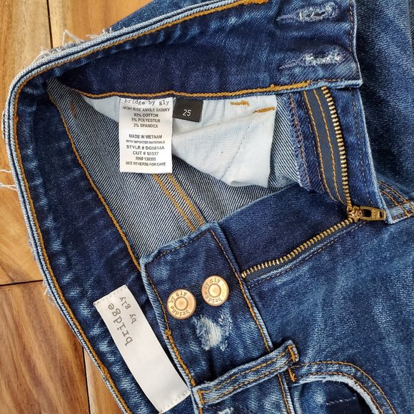 NEW! BUCKLE Bridge by GLY Elliot High Rise Ankle Skinny Stretch Jeans Raw Hem 25 - Picture 11 of 14